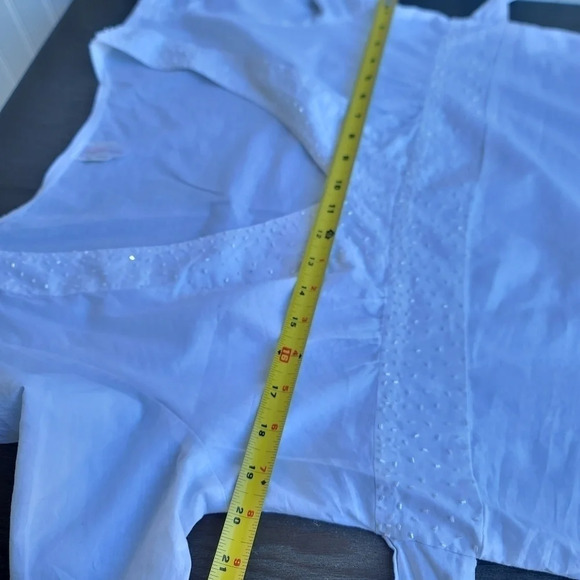 SWIM SYSTEMS 3/4 Sleeve Cover Up DRESS V-Neck Tie White Cotton Beaded Size L - Picture 7 of 13